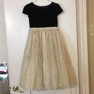 Gold and black velvet girls dress